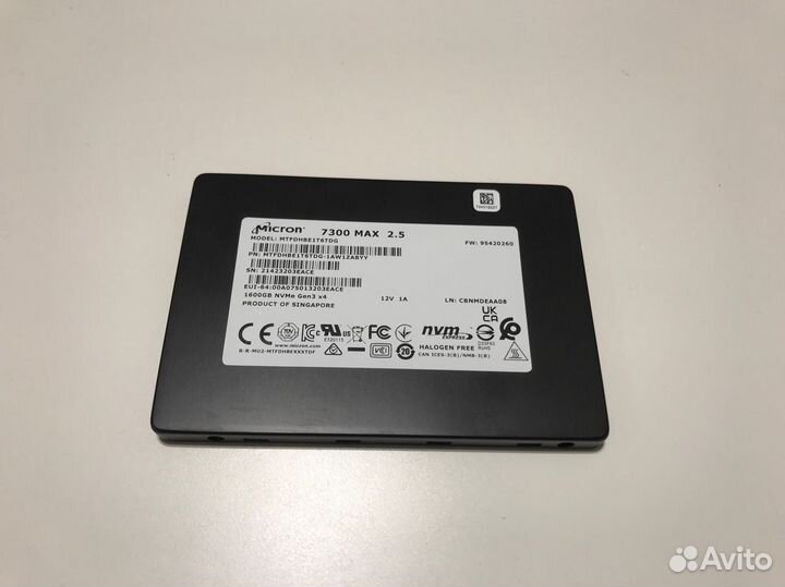 Серверный SSD Micron 7300 MAX 1600GB NVMe 2.5