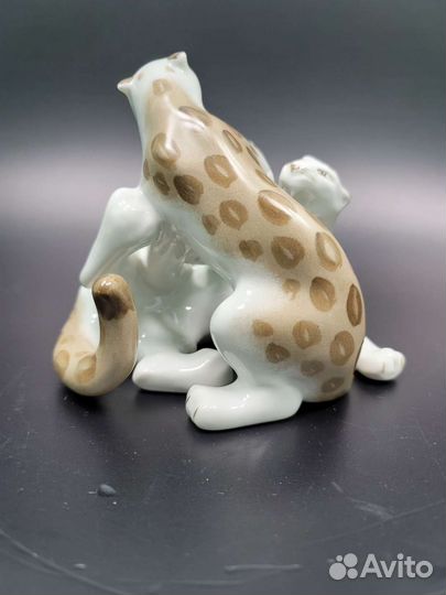 Статуэтка дерущиеся леопарды Дфз Вербилки СССР