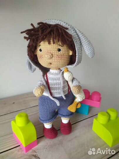 Кукла вязаная мальчик ручная работа