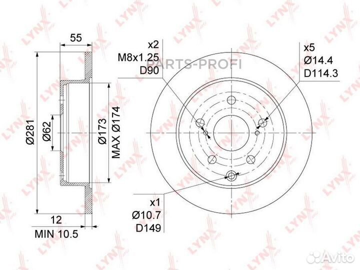 Lynxauto BN-1137 Диск тормозной задний Toyota Rav4 III-IV (281x12)