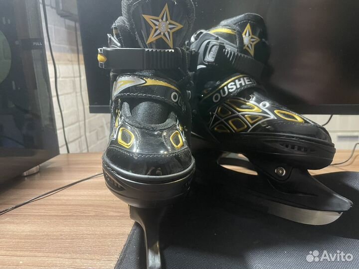 Коньки oushen раздвижные ледовые 35-38