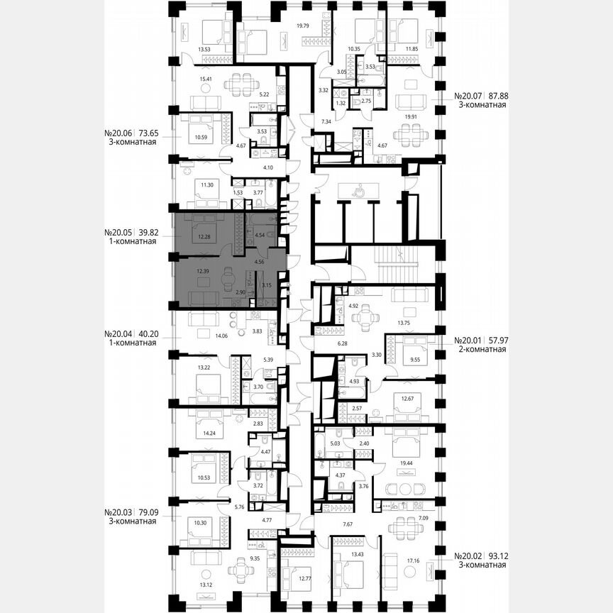 1-к. квартира, 39,8 м², 20/26 эт.