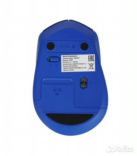 Беспроводная мышь Logitech M330 Silent Plus, синий