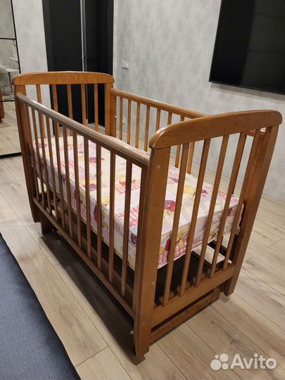 Кроватка качалка соня-5 +ящик+матрас+мягкие борта