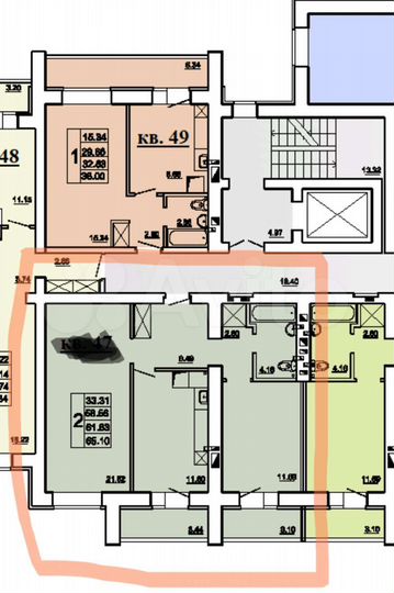 2-к. квартира, 65 м², 6/10 эт.