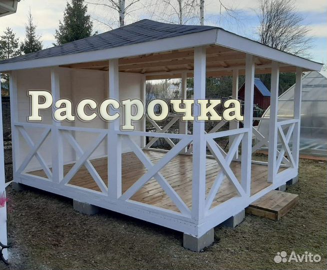 Беседка для дачи из дерева под заказ D-4-6