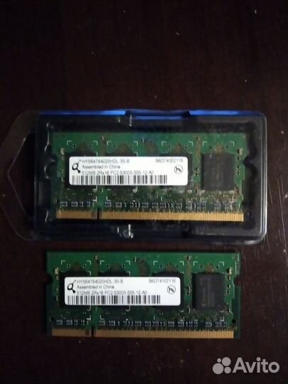 Память ddr2 2x512gb so-dimm для ноутбука