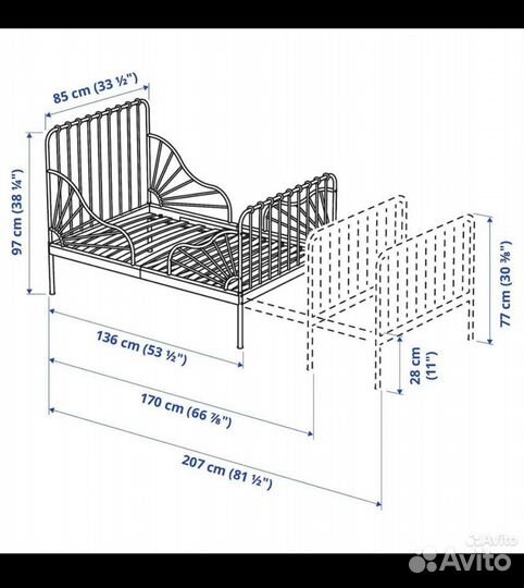 Кровать IKEA minnen с растущим матрасом