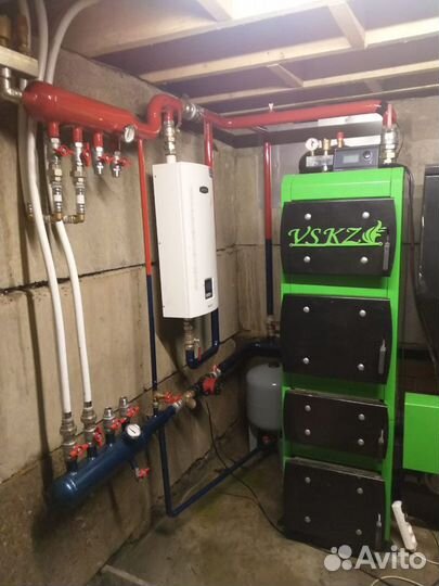 Установка котла,монтаж отопления, тёплый пол