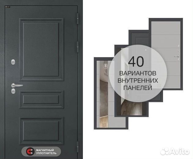 Серая дверь с терморазрывом закрытый короб