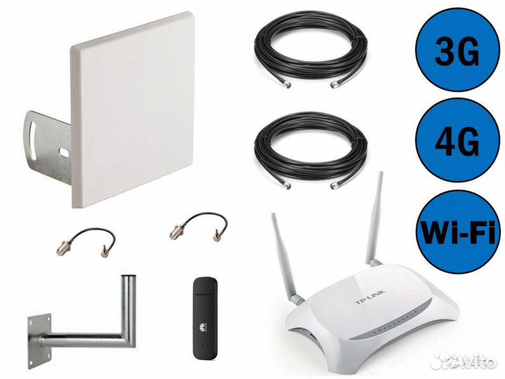 4G Антенна Mimo 2600 + Модем + WiFi роутер