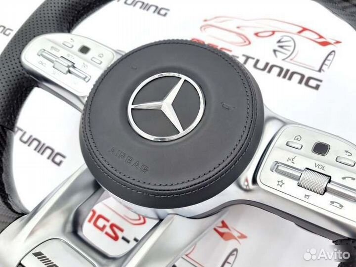 Руль 63 AMG подогрев+подушка Mercedes W213 карбон