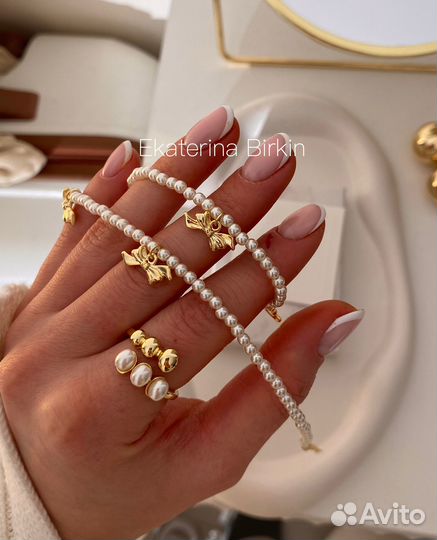 Чокер много бантиков цвет золото