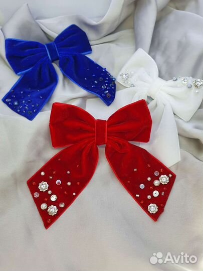 Праздничный комплект бархатных бантов-резинок