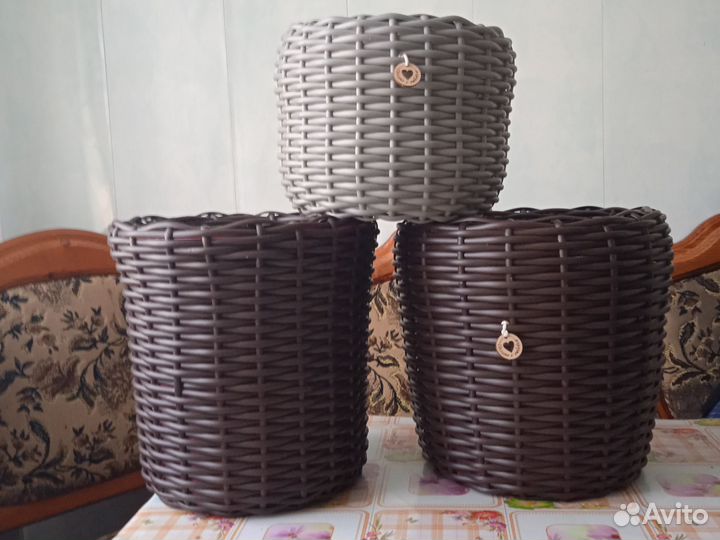 Плетеная корзина кашпо