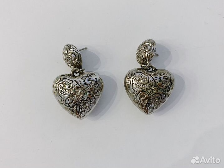 Винтажные серьги сердца