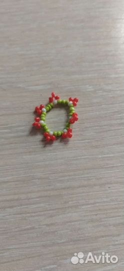 Колечко из бисера с грибочками