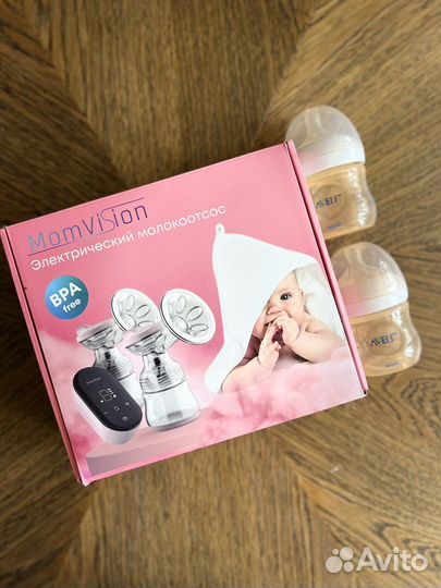 Молокоотсос двойной электрический+Avent бутылки