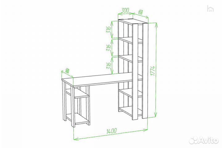 Стол компьютерный Slim стн-180/140 кш-Ч