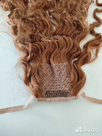 Шиньон из натуральных волос рыжий