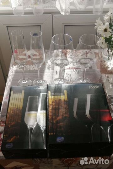 Бокалы для шампанского и красного вина богемия