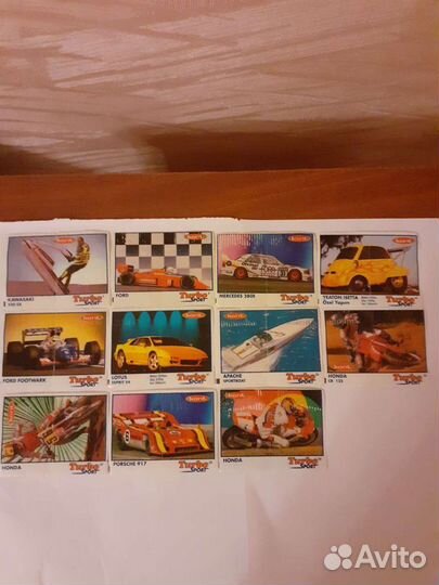 Вкладыши от жвачек 90-х г.Турбо спорт