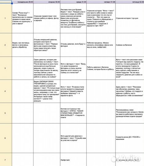 Контент план, продюсер с рилс на месяц
