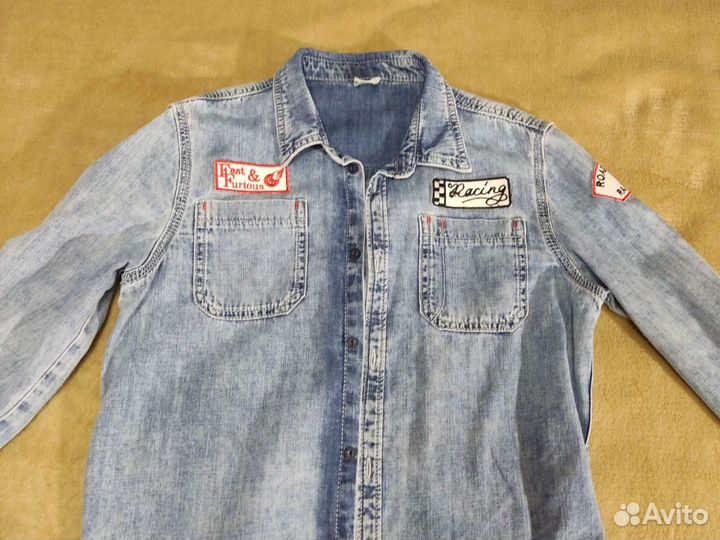 Лёгкая джинсовая рубашка на рост 158