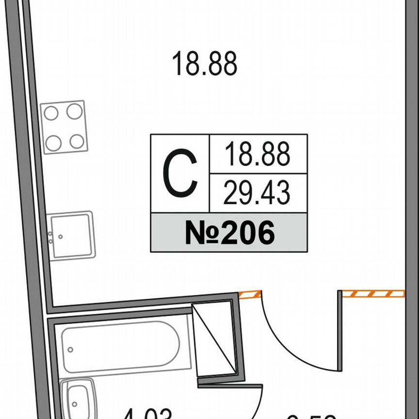 Квартира-студия, 29,4 м², 14/25 эт.