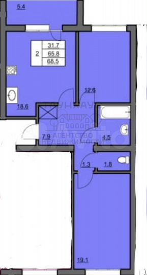 3-к. квартира, 68,5 м², 2/9 эт.
