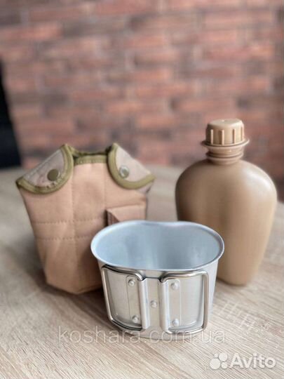 Фляжка тактическая с котелком