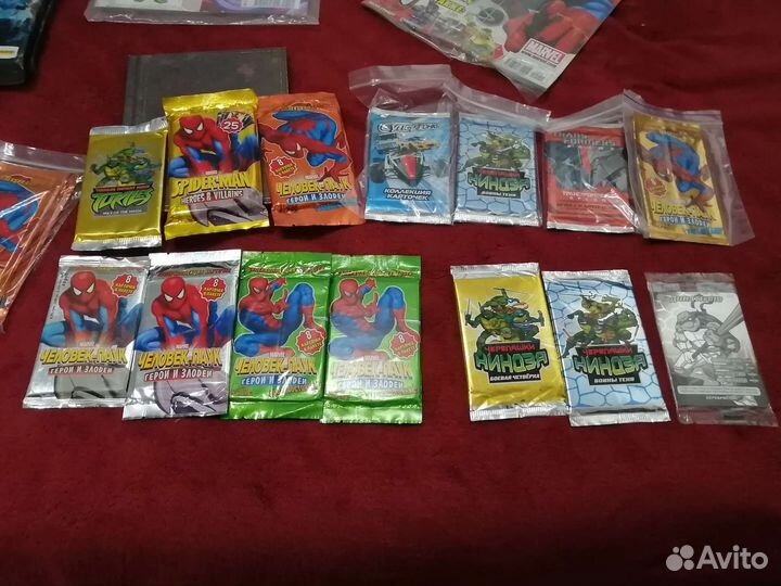 Карточки-бустеры черепашки ниндзя, человек паук