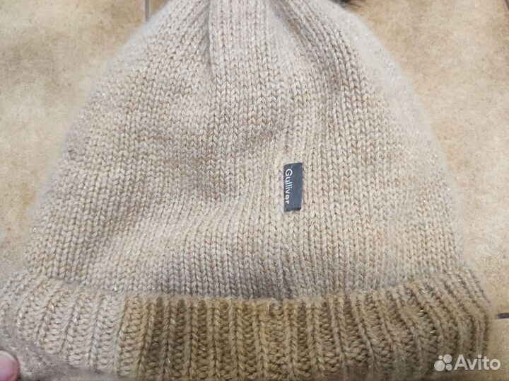 Шапка зимняя для девочки 52 54 gulliver бежевая
