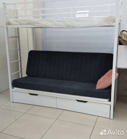 Металлическая кровать с диваном 120 см