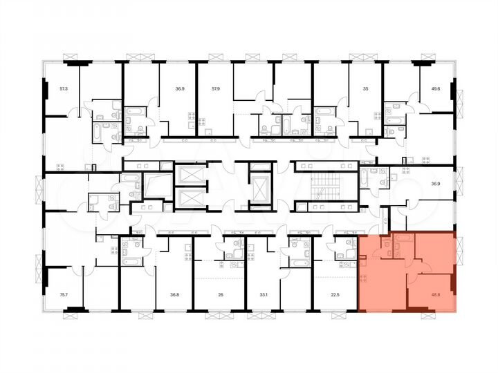 2-к. квартира, 48,8 м², 14/24 эт.