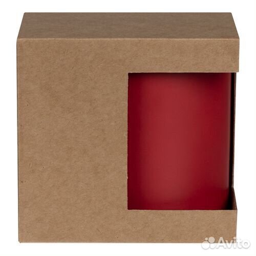 Коробка для кружки с окном крафт 11х9х10см