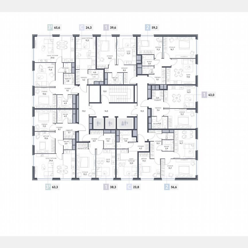 3-к. квартира, 63 м², 17/25 эт.