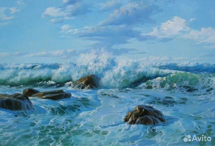 Картины маслом энергия моря шторм И волны
