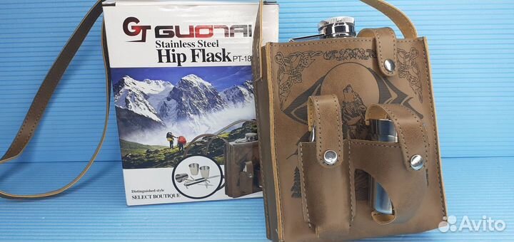 Набор охотника туриста Волк Фляга стопки нож Сумка