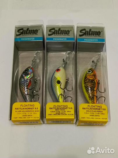 Воблер Salmo rattlin hornet 5.5 цвет SHS, SS, GFP