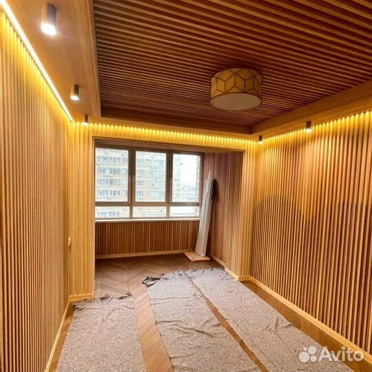 Деревянный потолок из массива дерева