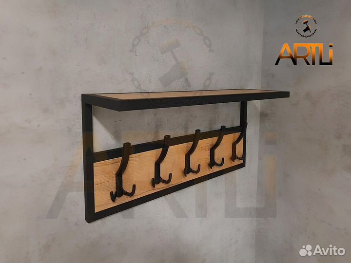 Вешалка в прихожую настенная металлическая Лофт