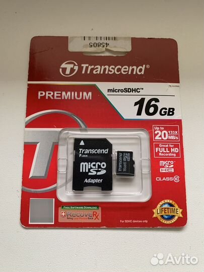 Карта памяти MicroSD 16 GB Transcend