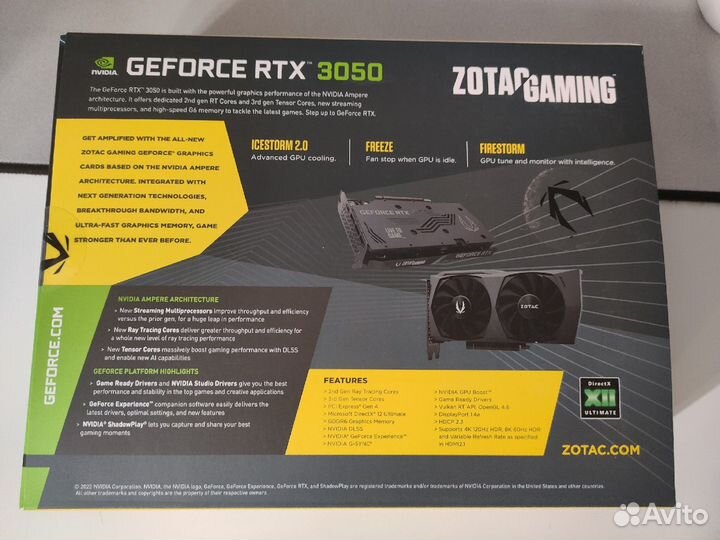 Zotac gaming GeForce RTX 3050 Twin Edge OC 8Gb