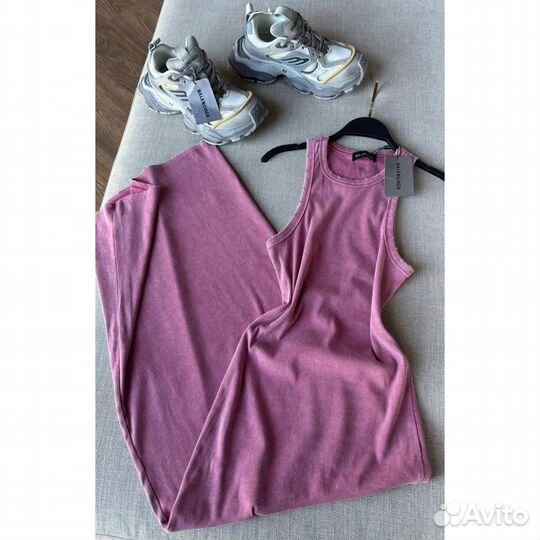 Длинное облегающее платье Balenciaga розовое