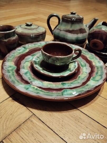 Сервиз кофейный СССР, глиняный, 17 предметов