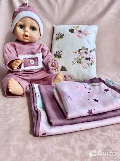 Кукла + постелька Постельное белье Игрушки