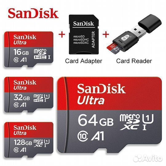Карта памяти Micro SD 64 GB SanDisk для фото видео