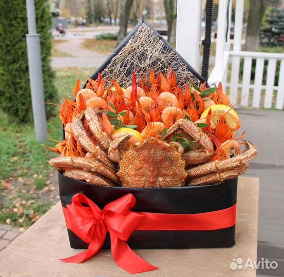 Съедобные букеты из морепродуктов и раков