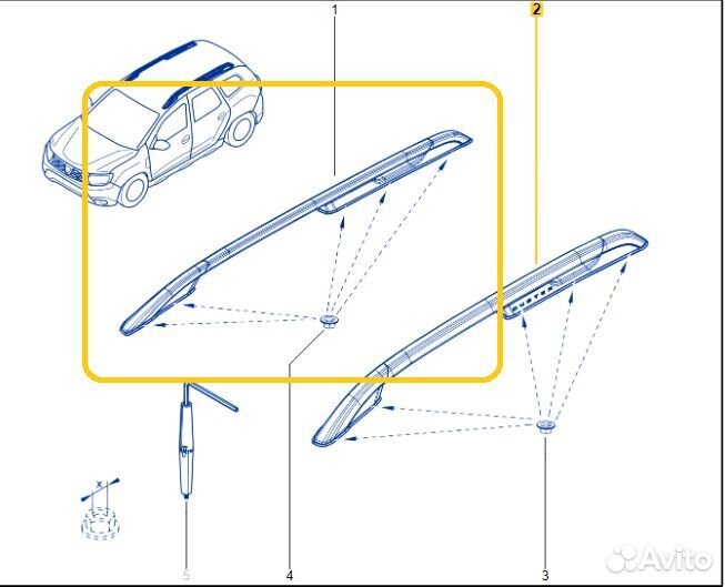 Рейлинг на крышу правый Renault Duster F4RE410